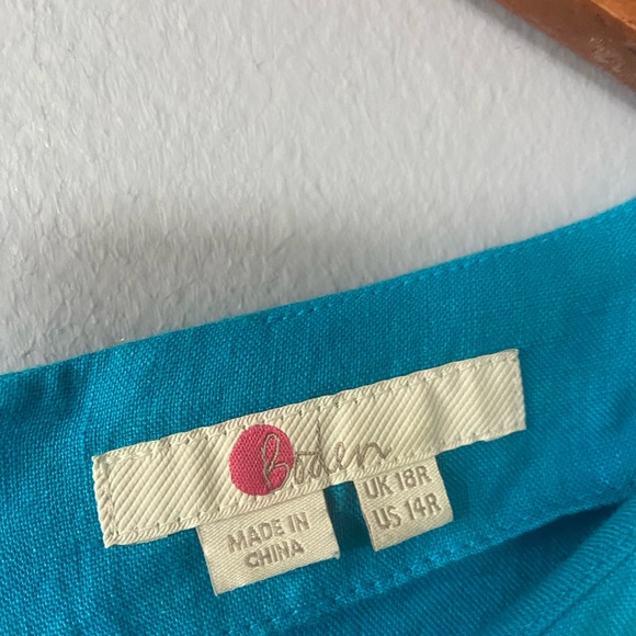 🛑SOLD BODEN Laura Linen Embroidered Dress in Blue Lagoon Size 14 - Picture 6 of 10